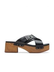 Clarks Skórzane klapki "Sivanne Walk" w kolorze czarnym rozmiar: 41. Czarne klapki damskie Clarks, bez wzorów, bez obcasa. Za 171.68 zł.