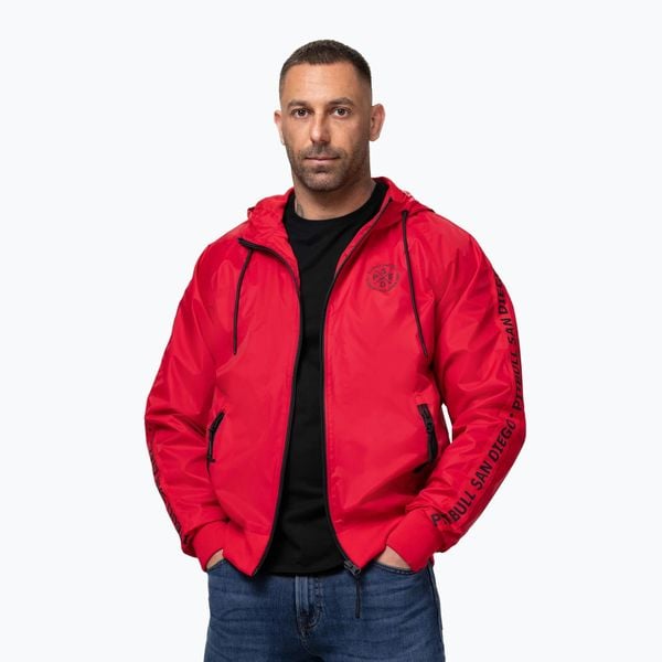 Kurtka męska Pitbull Athletic Tape Nylon Hooded. Czerwone kurtki męskie PITBULL, m, bez wzorów, z nylonu, bez kaptura. Za 219.99 zł.
