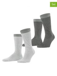 ESPRIT Skarpety (2 pary) "Allover Stripe" w kolorze biało-szarym rozmiar: 43-46. Białe skarpetki męskie Esprit, bez wzorów. Za 48.28 zł.