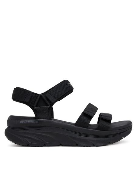 Skechers Sandały D'Lux Walker-Going-Out Vibes 119828/BBK Czarny. Czarne sandały damskie Skechers, bez wzorów, z materiału, bez obcasa, na płaskiej podeszwie. Za 269.99 zł.