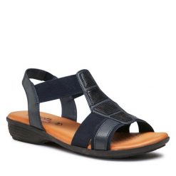 Sandały Go Soft. Niebieskie sandały damskie GO SOFT, bez wzorów, bez obcasa, na płaskiej podeszwie. Za 117.99 zł.