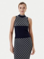 Guess Bluzka W3YR26 Z37K0 Granatowy Regular Fit. Niebieskie bluzki damskie Guess, xxl, z aplikacjami, z wiskozy, bez kołnierzyka, bez ramiączek. Za 189.99 zł.