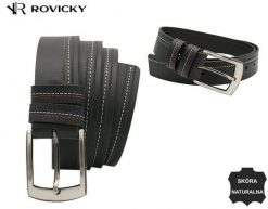 Pasek męski Rovicky R-PI-03 czarny. Czarne paski męskie ROVICKY, z aplikacjami, ze skóry, klasyczne. Za 40.00 zł.