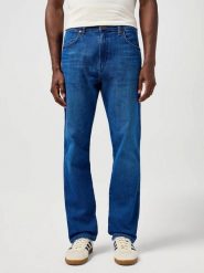 MESKIE SPODNIE JEANSOWE WRANGLER FRONTIER DIGITAL BLUE 112362454. Niebieskie spodnie materiałowe męskie Wrangler, bez wzorów, z jeansu. Za 279.99 zł.