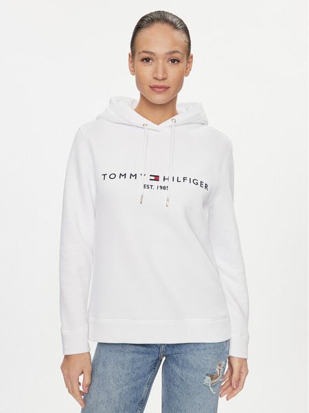 Tommy Hilfiger Bluza Heritage WW0WW31998 Biały Regular Fit. Białe bluzy bez kaptura damskie Tommy Hilfiger, xs, z syntetyku. Za 299.99 zł.