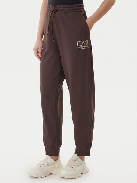 EA7 Emporio Armani Spodnie dresowe 7W000418 AF12473 U6063 Brązowy Regular Fit. Brązowe spodnie dresowe damskie EA7 Emporio Armani, xs, bez wzorów, z bawełny. Za 309.99 zł.