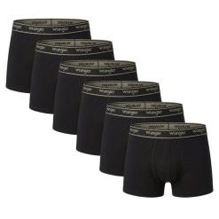 WRANGLER Bokserki Męskie Bawełniane Czarne Klasyczne Odwin Trunks Black. Czarne bokserki męskie Wrangler, bez wzorów, z bawełny. W wyprzedaży za 99.99 zł.