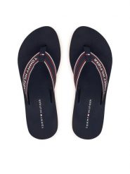 Tommy Hilfiger Japonki Th Corporate Wedge Summer Sandal FW0FW09695 Granatowy. Niebieskie klapki damskie Tommy Hilfiger, bez wzorów, z materiału, bez obcasa. Za 189.99 zł.
