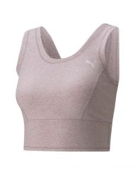 Top Sportowy Damski Puma Studio Yogini Luxe Crop Tank Różowy. Brązowe topy sportowe damskie Puma, l, bez wzorów, z elastanu, bez ramiączek. Za 114.35 zł.