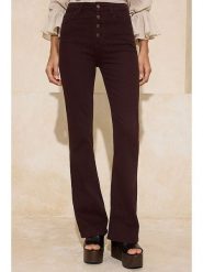 Trendyol Dżinsy - Flare fit - w kolorze brązowym rozmiar: 42. Brązowe jeansy damskie Trendyol, z podwyższonym stanem. Za 109.26 zł.