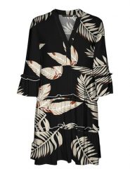 Vero Moda Sukienka w kolorze czarno-beżowym rozmiar: S. Brązowe sukienki damskie Vero Moda, s, bez wzorów, z wiskozy, bez kołnierzyka, bez ramiączek, mini. Za 83.42 zł.