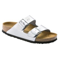 Klapki damskie Birkenstock Arizona BF. Szare klapki damskie Birkenstock, bez wzorów, z materiału, bez obcasa. Za 289.00 zł.