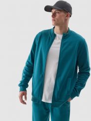 4F Bluza dresowa rozpinana bez kaptura męska - turkusowa S. Niebieskie bluzy bez kaptura męskie 4f, m, z bawełny. Za 149.99 zł.