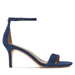 Sandały LAUREN RALPH LAUREN. Niebieskie sandały damskie Lauren Ralph Lauren, bez wzorów, bez obcasa, na szpilce. Za 629.99 zł.