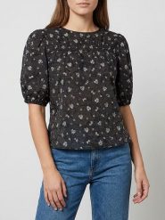 MOSS COPENHAGEN Bluzka "Nancy" w kolorze czarno-kremowym rozmiar: M. Czarne bluzki damskie MOSS COPENHAGEN, m, bez wzorów, bez kołnierzyka, bez ramiączek. Za 147.95 zł.
