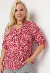 Czerwona Bluzka z Wiskozy w Kwiaty Filira. Czerwone bluzki damskie Born2be, l, bez wzorów, z tkaniny, bez kołnierzyka, bez ramiączek. Za 39.99 zł.