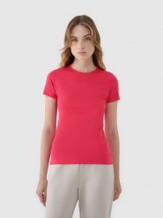 4F T-shirt slim z modalem damski - różowy XXL. Czerwone t-shirty damskie 4f, xs, bez wzorów, z bawełny, bez kołnierzyka. W wyprzedaży za 39.99 zł.