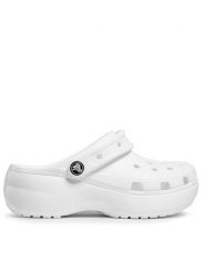 Crocs Klapki Classic Platform Clog W 206750 Biały. Białe klapki damskie Crocs, bez wzorów, z tworzywa sztucznego, bez obcasa. Za 229.99 zł.