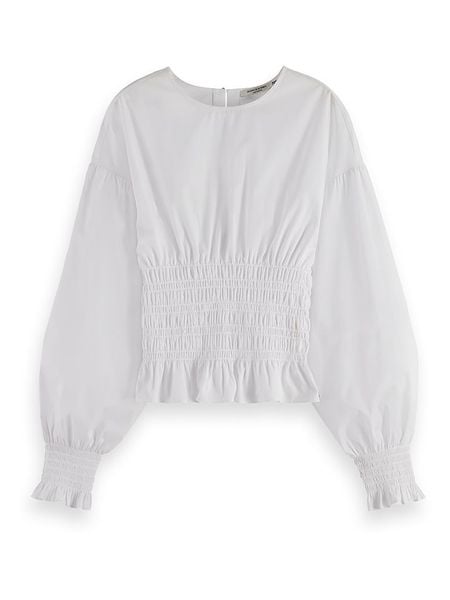 Scotch & Soda Bluzka w kolorze białym rozmiar: 38. Białe bluzki damskie Scotch & Soda, bez wzorów, z bawełny, bez kołnierzyka, bez ramiączek. Za 156.98 zł.