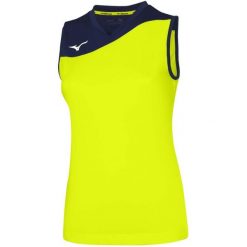 Koszulka damska Mizuno Authentic Myou. Niebieskie bluzki sportowe damskie Mizuno, bez wzorów, bez kołnierzyka. Za 133.50 zł.