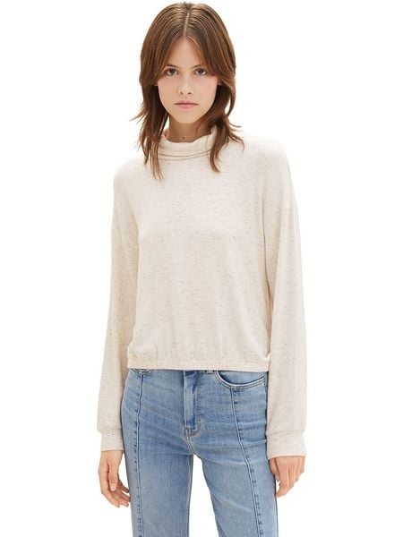 Tom Tailor Koszulka w kolorze kremowym rozmiar: XXL. Brązowe bluzki damskie Tom Tailor, xxl, bez wzorów, bez kołnierzyka, bez ramiączek. Za 32.59 zł.