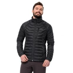 Kurtka puchowa Jack Wolfskin Routeburn Pro Ins. Czarne kurtki męskie Jack Wolfskin, s, bez wzorów, z puchu, sportowe, bez kaptura. Za 589.99 zł.