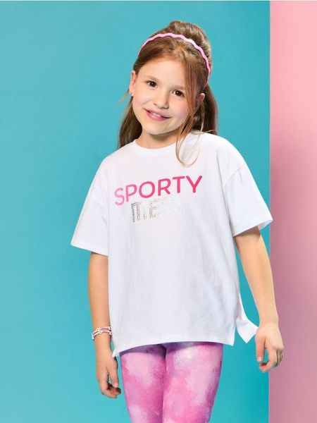 Koszulka Active - biały. Białe koszulki dziewczęce Sinsay, l, bez wzorów, bez ramiączek. Za 15.99 zł.