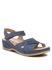 Go Soft Sandały WS127-06 Granatowy. Niebieskie sandały damskie GO SOFT, bez wzorów, ze skóry, bez obcasa, na płaskiej podeszwie. Za 139.99 zł.