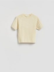 Sweter z wełną i dodatkiem kaszmiru - złamana biel. Swetry klasyczne damskie Reserved, l, z dzianiny, bez kołnierzyka. Za 179.99 zł.