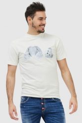 PALM ANGELS Biały t-shirt męski z misiem. Białe t-shirty męskie PALM ANGELS, m, bez wzorów, prążkowane, bez kołnierzyka. W wyprzedaży za 699.99 zł.
