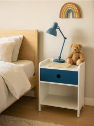 Szafka nocna z szufladą - niebieski. Niebieskie koszule nocne damskie Sinsay, bez wzorów. Za 79.99 zł.