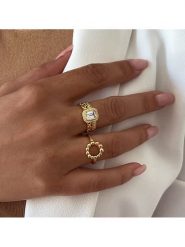 Les Petites Précieuses Pozłacany pierścionek z cyrkoniami rozmiar: 56. Żółte pierścionki damskie Les Petites Précieuses, z cyrkonią, pozłacane. Za 100.99 zł.