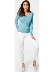 Heine Sweter w kolorze turkusowym rozmiar: 40. Niebieskie swetry klasyczne damskie Heine, z bawełny, bez kołnierzyka. Za 69.99 zł.