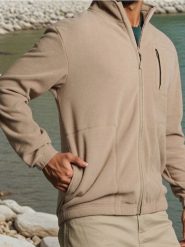 Bluza polarowa z kieszeniami - brązowy. Brązowe bluzy bez kaptura męskie Sinsay, l, z polaru. Za 59.99 zł.
