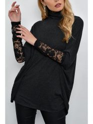 LA Angels Bluzka w kolorze antracytowo-czarnym rozmiar: L. Czarne bluzki damskie LA Angels, l, bez wzorów, z koronki, bez kołnierzyka, bez ramiączek. Za 147.91 zł.