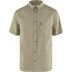 Koszula podróżnicza Fjallraven Ovik Travel Shirt SS. Żółte koszule męskie Fjällräven, m, bez wzorów, z materiału, bez kołnierzyka, bez ramiączek. Za 401.49 zł.
