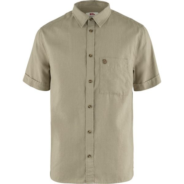 Koszula podróżnicza Fjallraven Ovik Travel Shirt SS. Żółte koszule męskie Fjällräven, m, bez wzorów, z materiału, bez kołnierzyka, bez ramiączek. Za 401.49 zł.