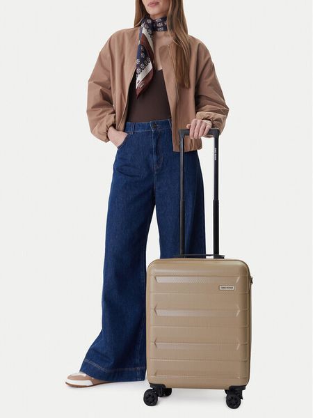 GINO ROSSI Walizka kabinowa CEO-GIN-S-004-BEIGE Beżowy. Brązowe walizki męskie Gino Rossi, bez wzorów. Za 259.99 zł.