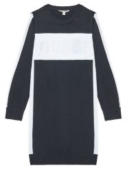 Guess Sukienka dzianinowa J5YK01 Z3GW0 Czarny Regular Fit. Czarne sukienki dziewczęce Guess, z aplikacjami, z bawełny, bez ramiączek. Za 189.99 zł.