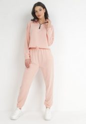 Różowy 2-częściowy Komplet Dresowy z Bluzą i Spodniami Eneon. Czerwone bluzy bez kaptura damskie Born2be, xl, z dresówki. Za 79.99 zł.