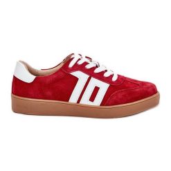 Sneakersy Buty Sportowe Zamszowe Vinceza 79517 Czerwone. Czerwone buty sportowe na co dzień damskie bez wzorów, z materiału. Za 253.86 zł.