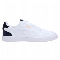 Męskie Buty Sportowe Shuffle Ze Skóry Ekologicznej. Białe buty trekkingowe męskie Puma, ze skóry ekologicznej, bez zapięcia, trekkingowe. Za 266.99 zł.
