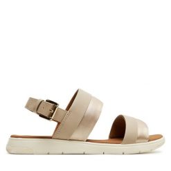 Sandały Geox. Brązowe sandały damskie Geox, bez wzorów, bez obcasa, na płaskiej podeszwie. Za 379.99 zł.