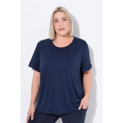 Damskie Koszulka funkcyjna SPF 50+ okrągły dekolt krótki rękaw z recyklingu. Niebieskie t-shirty damskie Ulla Popken, plus size, bez wzorów, z elastanu, bez kołnierzyka. Za 199.99 zł.