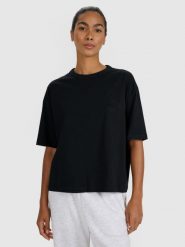 T-shirt oversize z nadrukiem damski 4F 4FRSS25TTSHF2979. Szare t-shirty damskie 4f, s, bez wzorów, z bawełny, bez kołnierzyka. Za 34.99 zł.