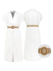 Eight2Nine Sukienka w kolorze białym rozmiar: XS. Białe sukienki damskie Eight2Nine, na co dzień, xs, bez wzorów, z tkaniny, bez kołnierzyka, bez ramiączek, midi, proste. Za 130.99 zł.