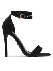 DeeZee Sandały LB0607-1 Czarny. Czarne sandały damskie DeeZee, bez wzorów, z materiału, bez obcasa, na szpilce. Za 139.99 zł.