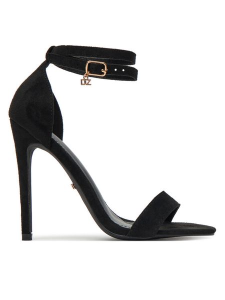 DeeZee Sandały LB0607-1 Czarny. Czarne sandały damskie DeeZee, bez wzorów, z materiału, bez obcasa, na szpilce. Za 139.99 zł.