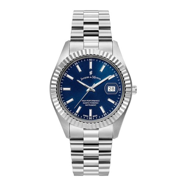 Jacques du Manoir Mężczyźnizegarek Inspiration - stal nierdzewna Zegarki męskie 1 ct Męskie. Niebieskie zegarki męskie Jacques du Manoir, srebrne. Za 812.89 zł.