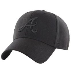 Czapka z daszkiem dla dorosłych 47 Brand MLB Atlanta Braves Cap. Czarne czapki męskie 47 Brand, bez wzorów, z materiału, sportowe. Za 190.50 zł.
